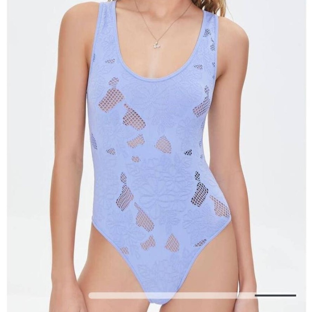 Sleeveless Knit Bodysuit in Light Blue M/L NWT